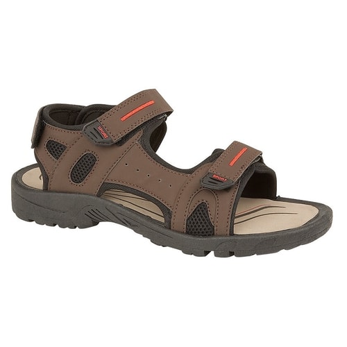 PDQ Triple Touch Fastening Sports Sandal Brown